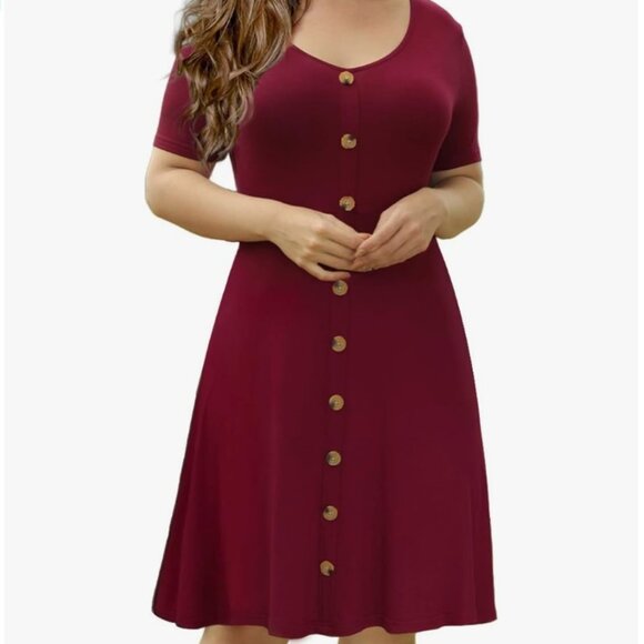 VOIANLIMO Women’s Summer Short Sleeve Button Down Causal Dress Size 3x NWT - Picture 1 of 7